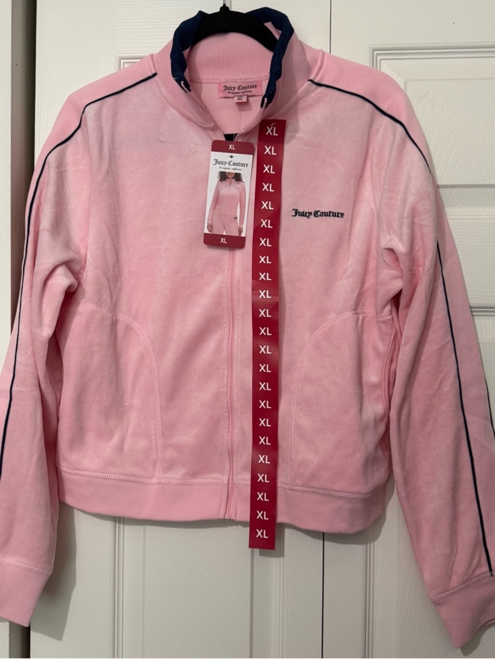 Juicy Couture Women's Cotton Velour Pickleball Jacket Pink Size XL